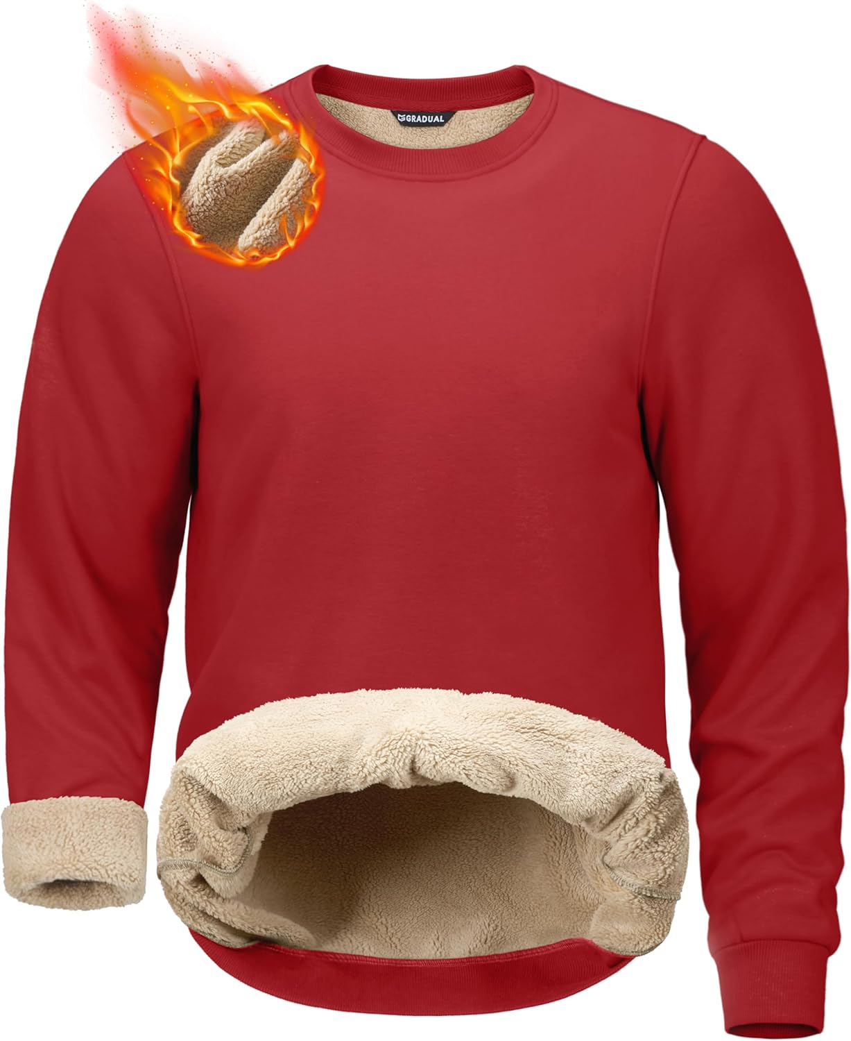 G Gradual Sherpa Lined Sweatshirts for Men - Warm Fleece Crewneck
