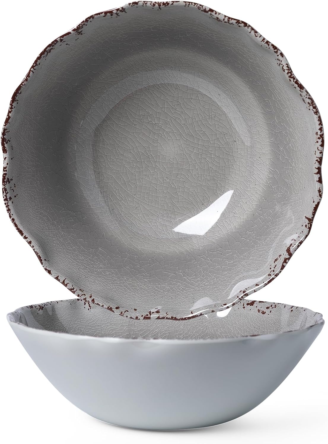 LEHAHA Farmhouse Melamine Serving Bowls Set of 2 for All Occasions