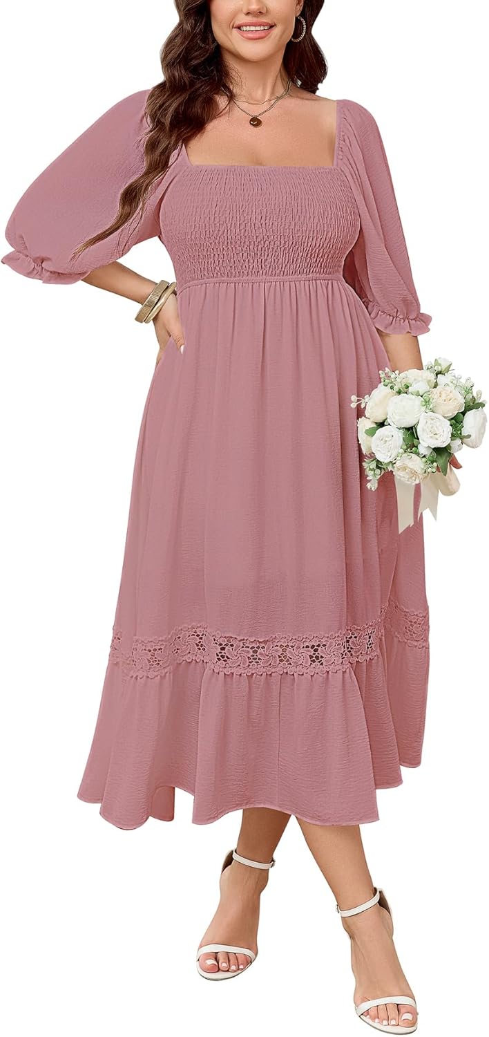 SCOMCHIC Plus Size Maxi Dress for Wedding Guests and Parties