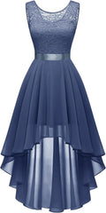 Womens Lace Hi Low Cocktail Dress 2025 - Chiffon Midi Formal