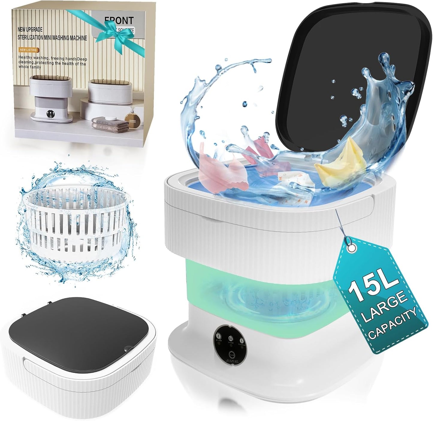 Compact Portable Washer with Spin Dryer - Travel-friendly Laundry Solution