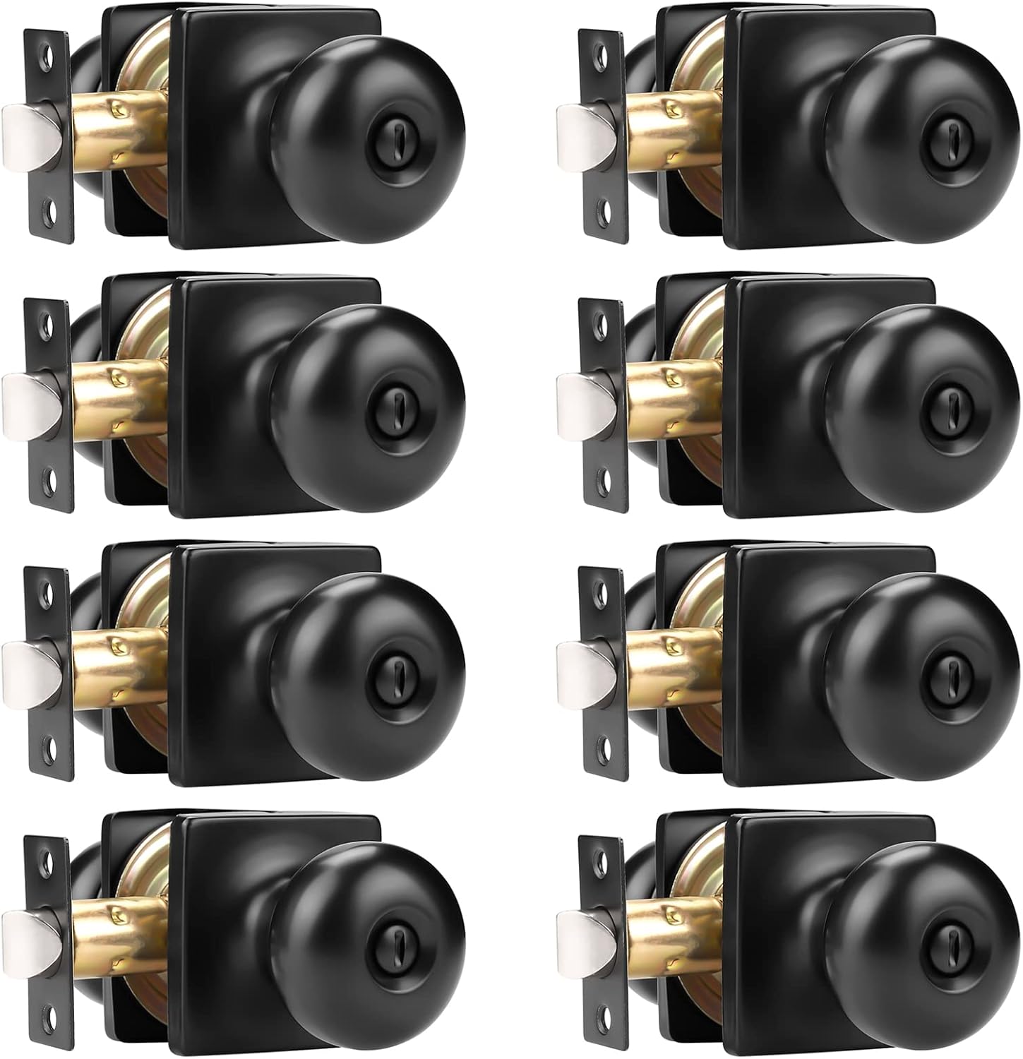 GOBEKOR 8 Pack Black Door Knob Privacy Door Knobs for Interiors