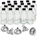 4 oz Clear Glass Bottles 20 Pack with Funnels & Labels - Travel Ready