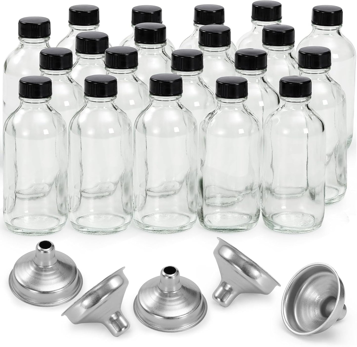 20 Pack 4 oz Clear Glass Bottles with Lids for Travel Essentials