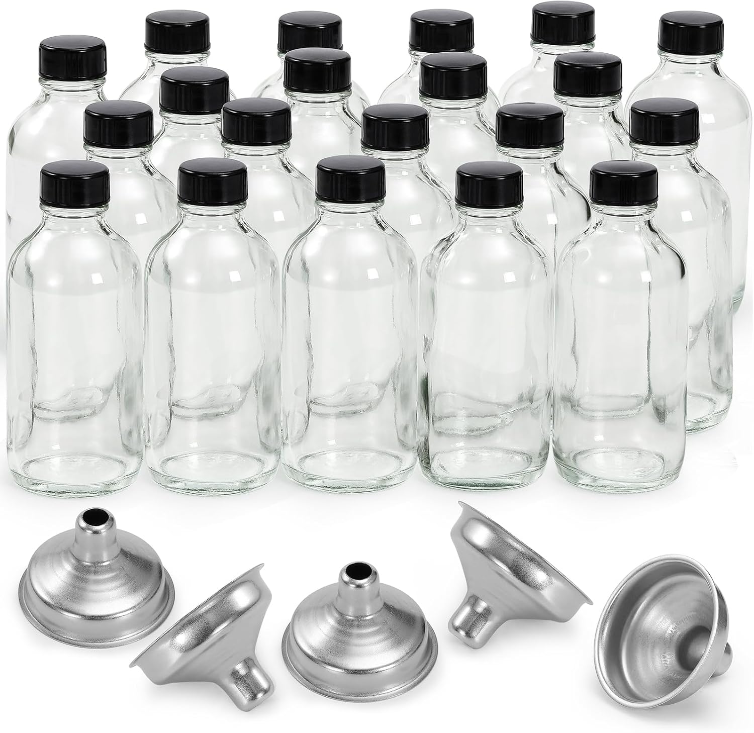 20 Pack 4 oz Clear Glass Bottles with Lids for Travel Essentials