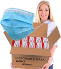 2000 PCS Bulk Blue Face Masks (40 Packs, 50pcs/Pack) - Value Bulk Pack