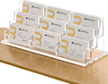 Clear Horizontal Business Card Holder Stand 3-Tier 9-Pocket - High