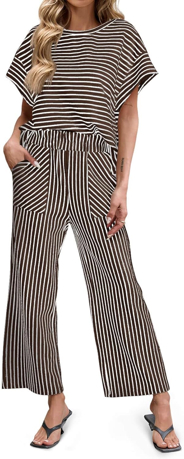 Womens Striped 2 Piece Sets with Pockets for Ultimate Comfort