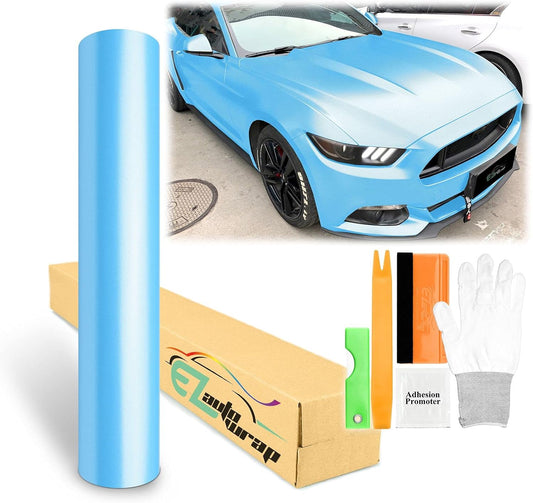 Light Blue Matte Metallic Satin Pearl Vinyl Wrap for Cars