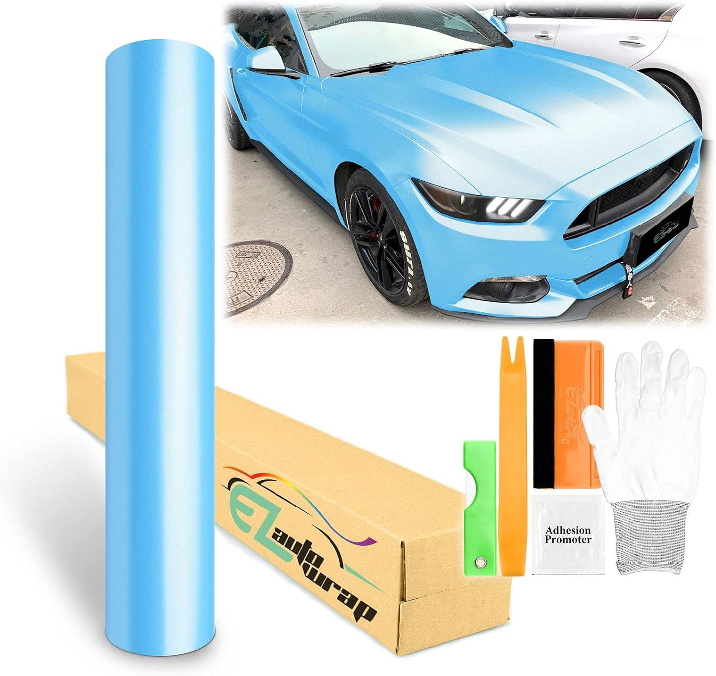 Light Blue Matte Metallic Satin Pearl Vinyl Wrap Sticker Sheet
