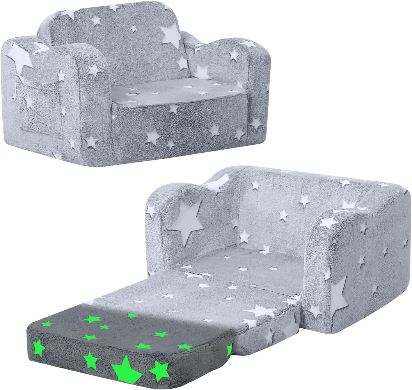 Convertible Kids Sofa Chair for Playroom with Glowing Stars