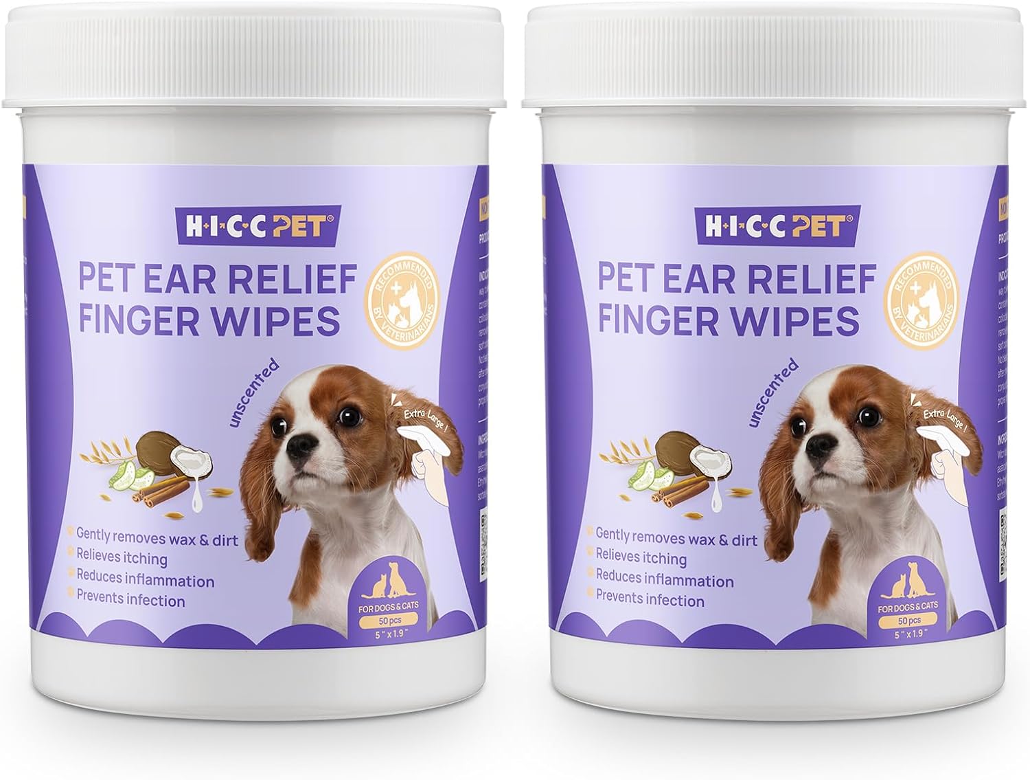 HICC PET Dog Ear Wipes for Dogs & Cats - 100 Count Cleaner