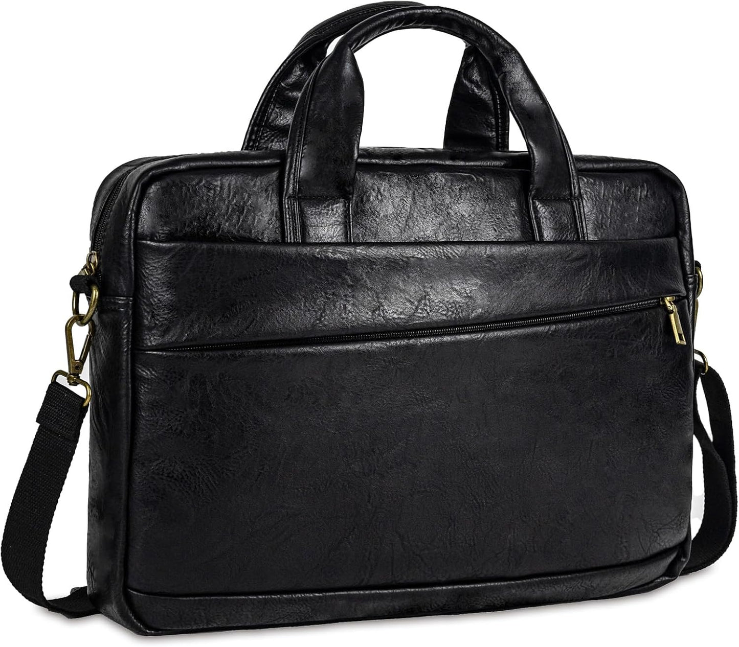 Faux Leather Messenger Bag for Men 15.6 Inch - Stylish Briefcase