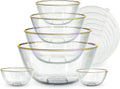 COOK WITH COLOR 12 Pc Glass Mixing Bowl Set with Lids - Gold Rim