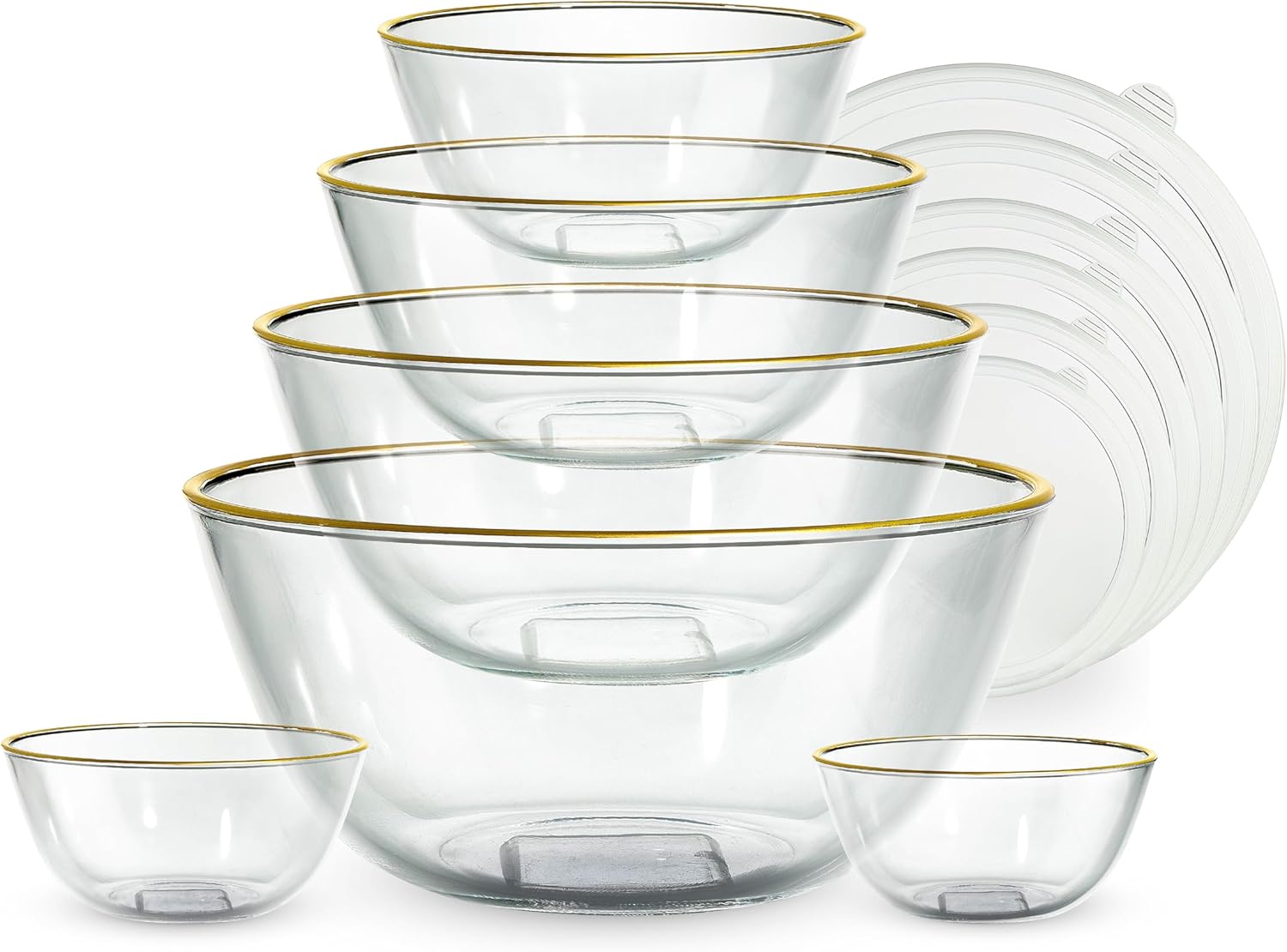 12 Pc Glass Mixing Bowl Set with Lids for Cooking and Baking