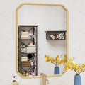 30 in x 40 in Gold Bathroom Mirror for Over Sink - Modern Rounded