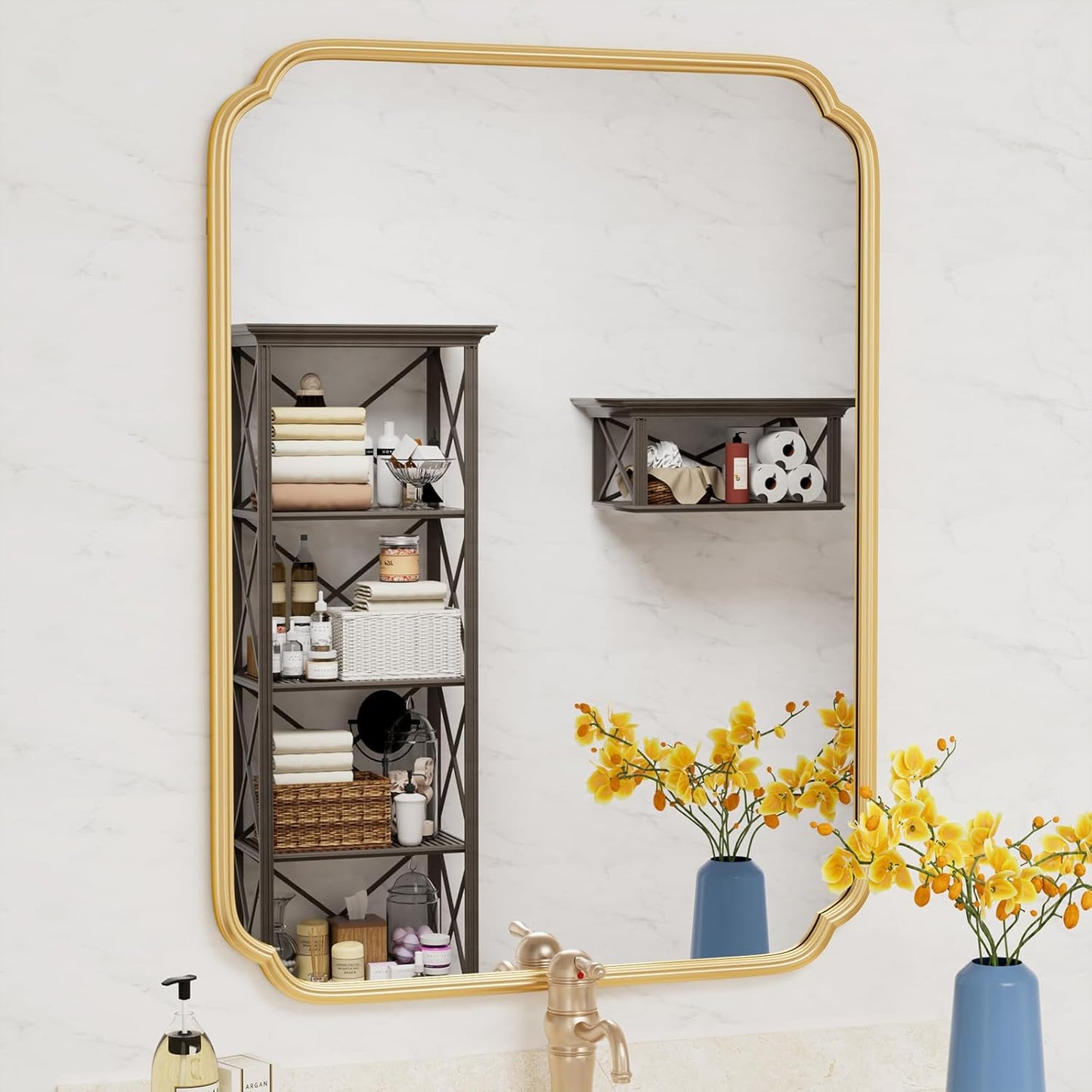 30x40 Gold Bathroom Mirror for Elegant Home Decor and Style
