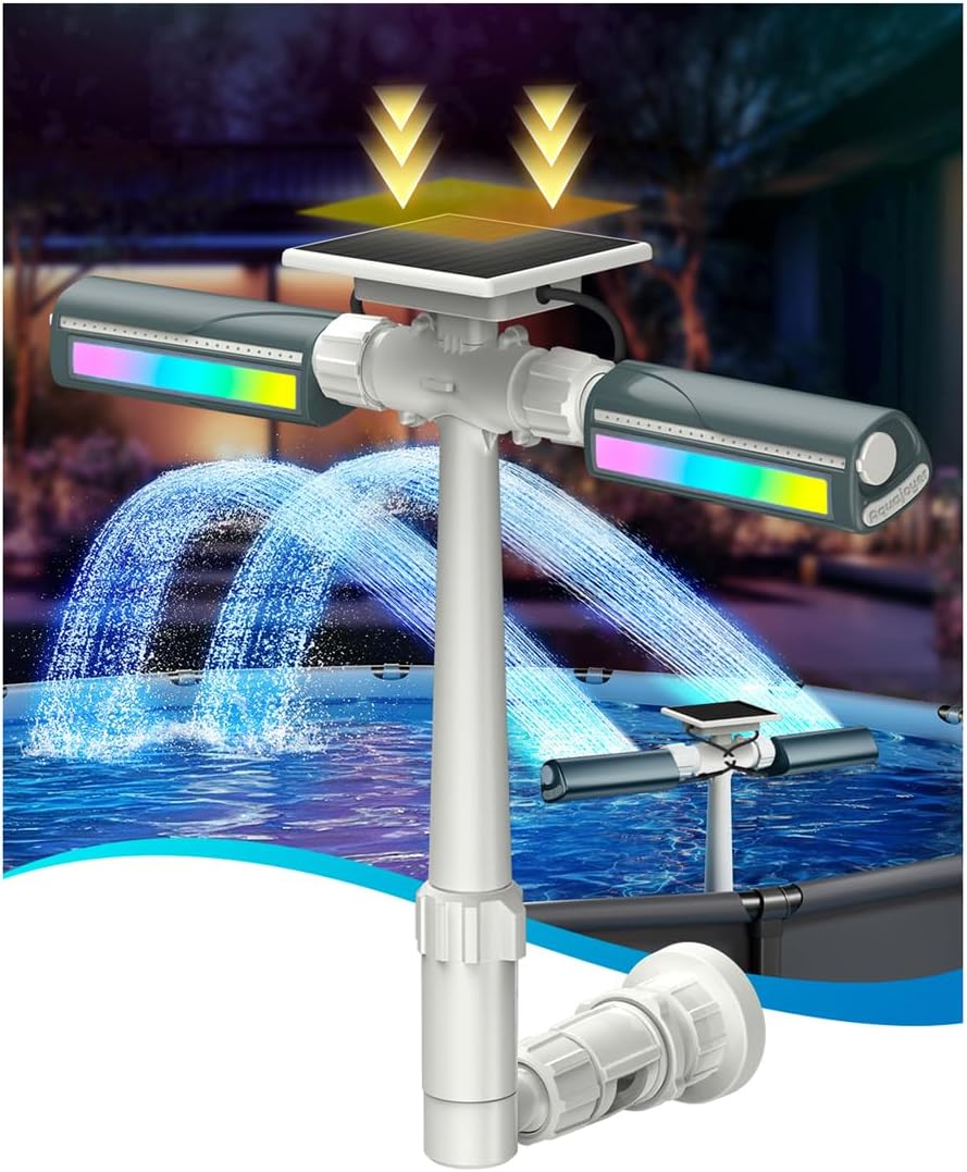 Solar Pool Fountain with RGBIC LED Lights for Relaxation