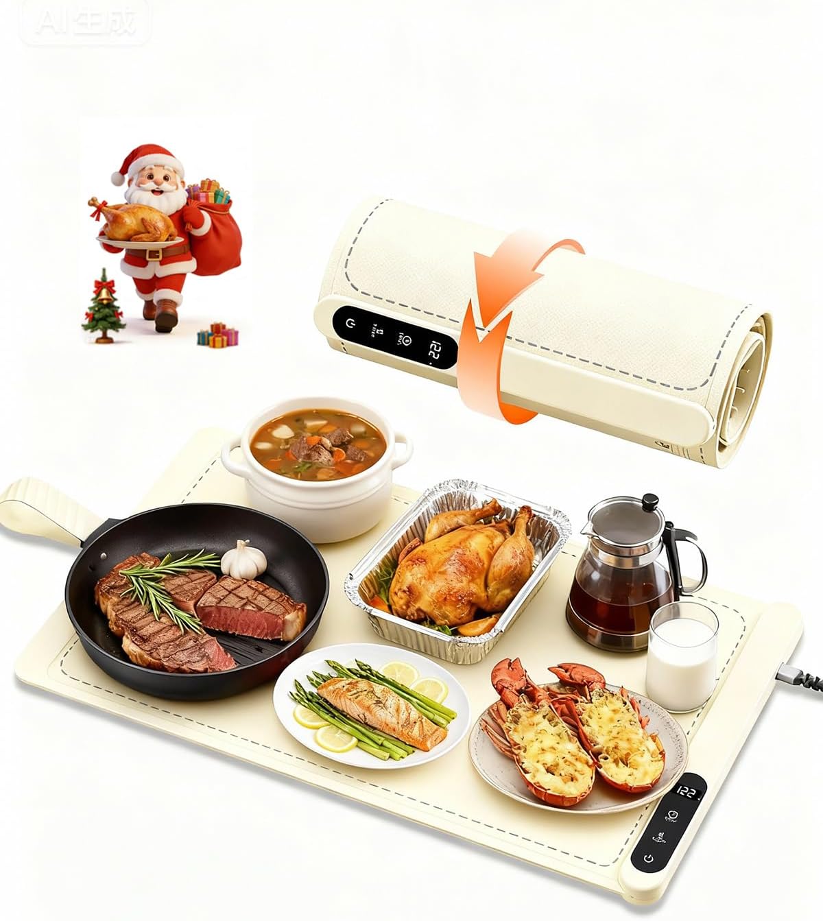 Food Warming Mat for Buffet with Adjustable Timer and Temp