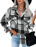 BTFBM Women Corduroy Shacket Jacket - Oversized Plaid Button-Down