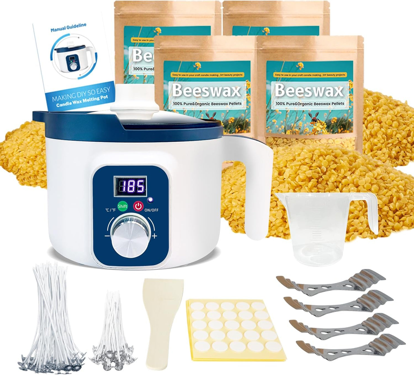 Beeswax Candle Making Kit with Digital Wax Melter and Wicks