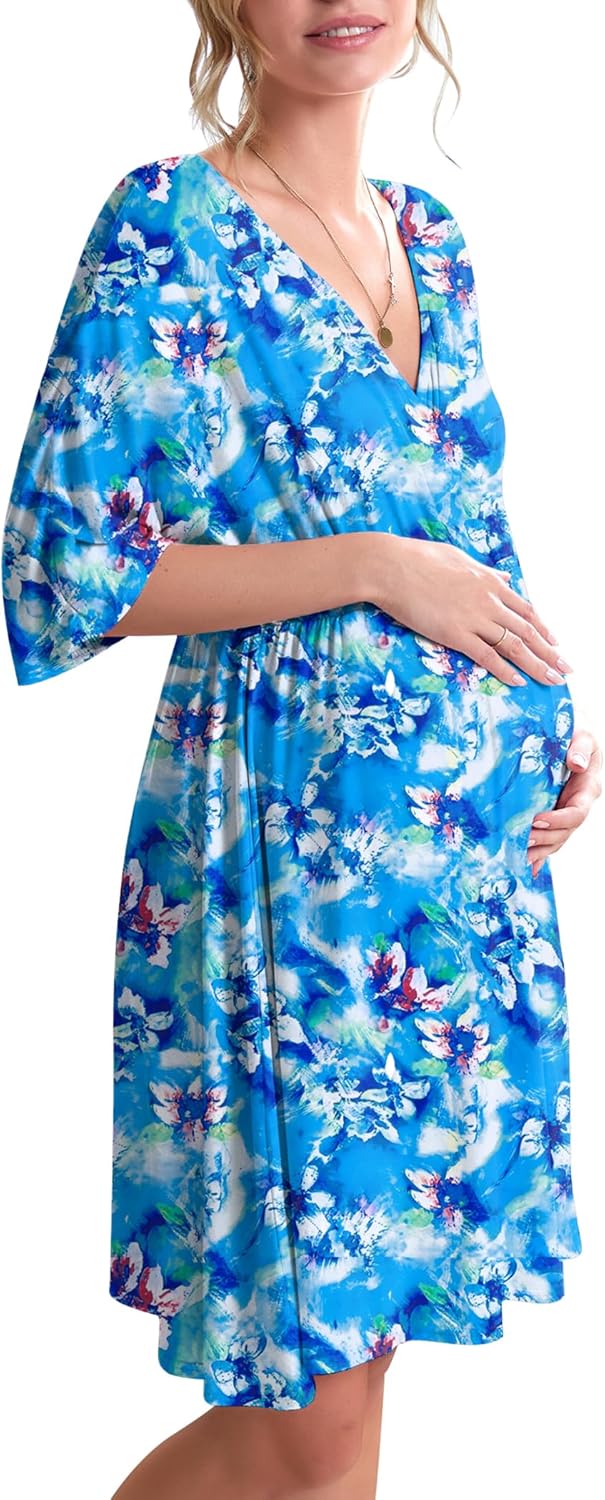 Ekouaer 3 in 1 Labor Delivery Hospital Gown for Maternity
