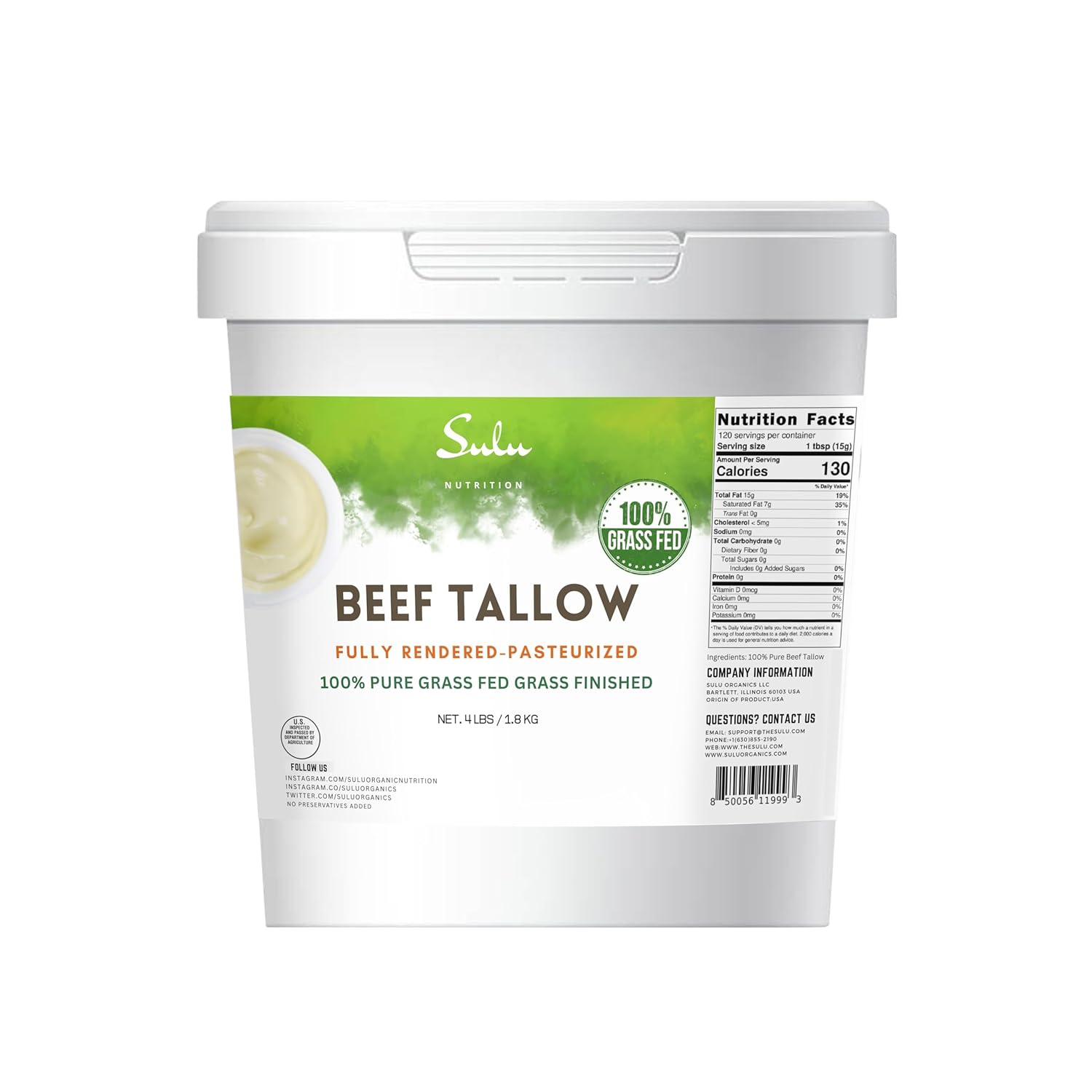 100% Pure Grass Fed Beef Tallow for Culinary and Household Use