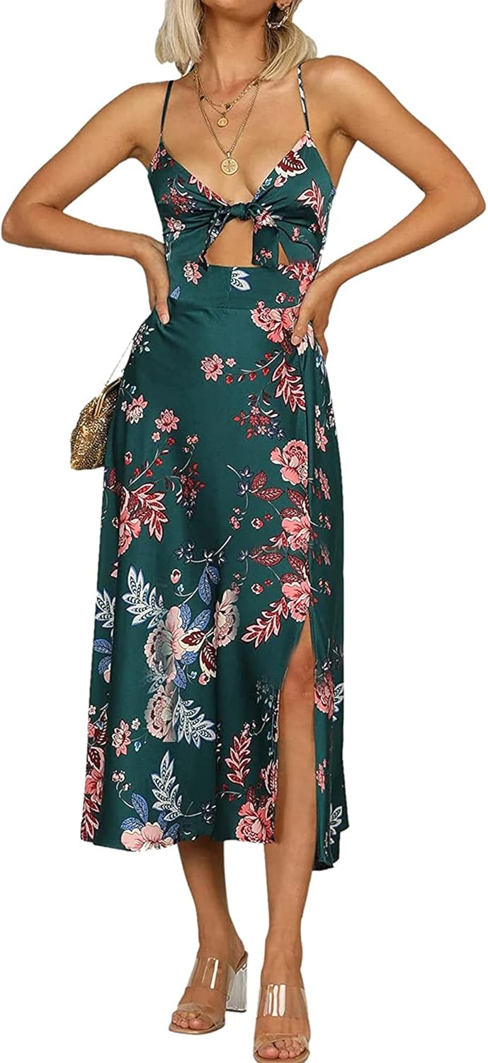 Fashionme Women Spaghetti Strap Midi Satin Dress for All Occasions