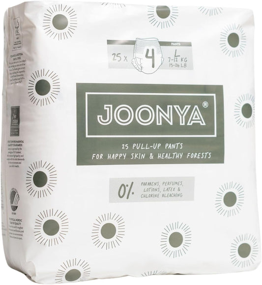 JOONYA Eco-Friendly Overnight Diapers, Size 4, 25 Pack - NonToxic & Ultra Slim
