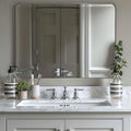 ANDY STAR 30x40 Chrome Rounded Rectangle Bathroom Mirror - Modern