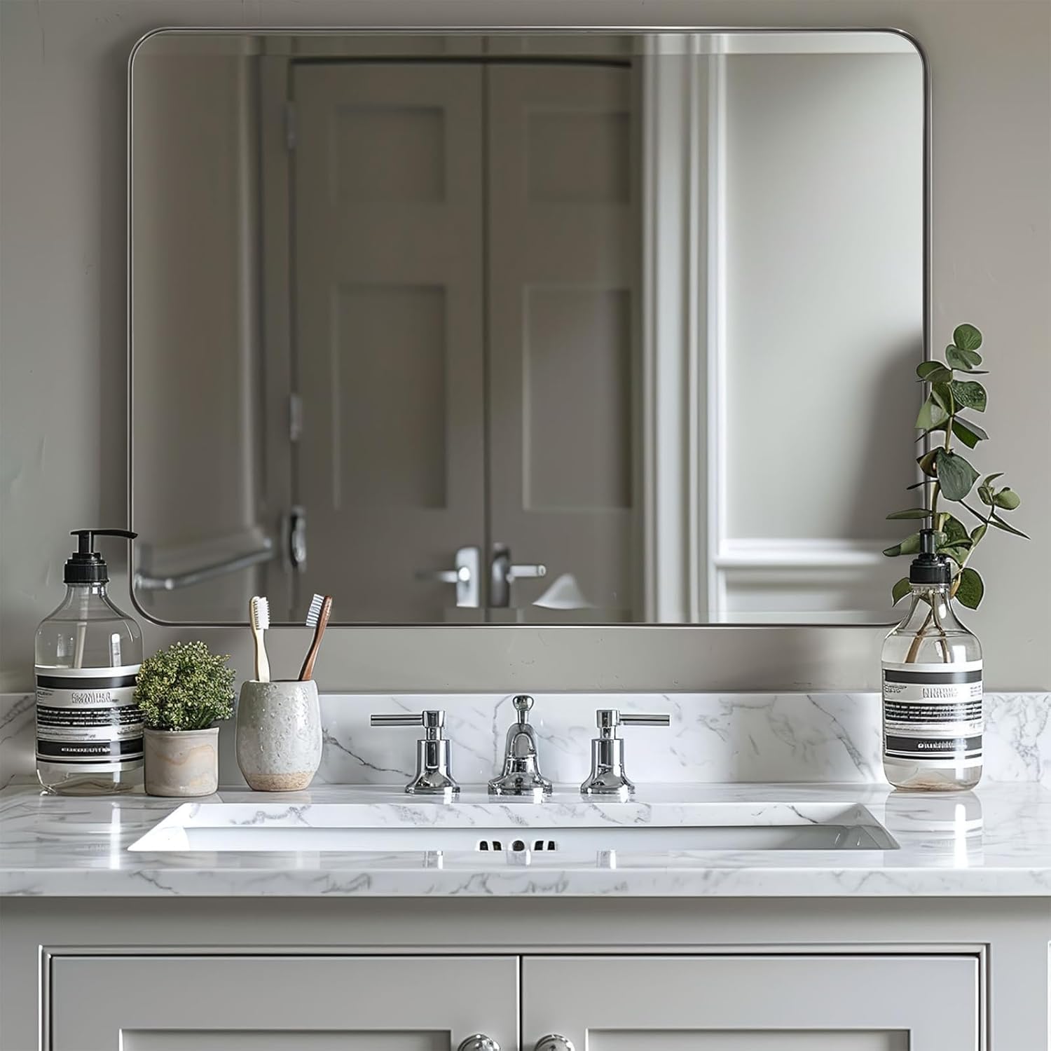 30x40 Chrome Bathroom Mirror with Premium Stainless Steel Frame