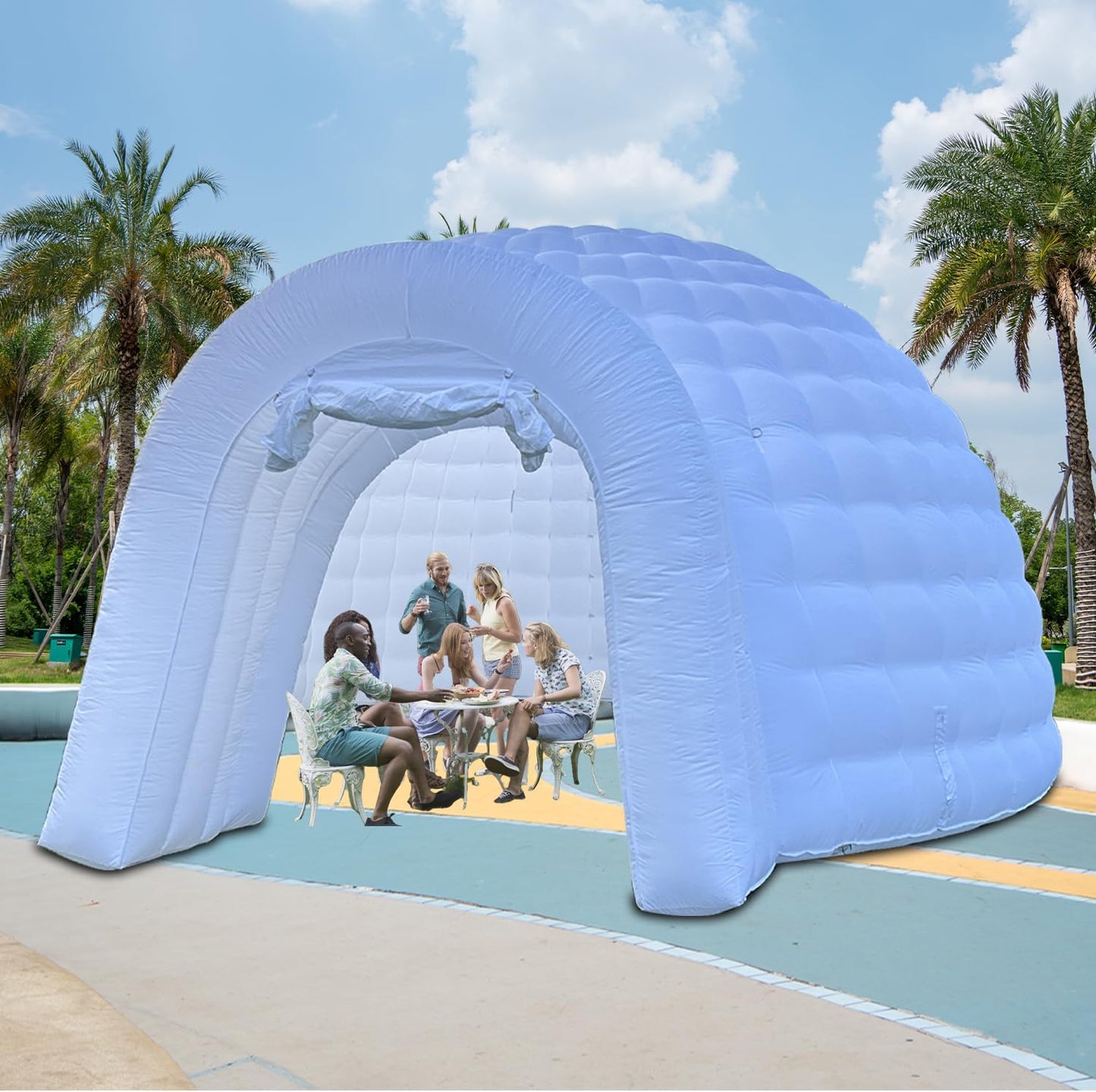 SAYOK Inflatable Igloo Tent: RGB Lights, Blower, Remote - Ultimate Party Fun!