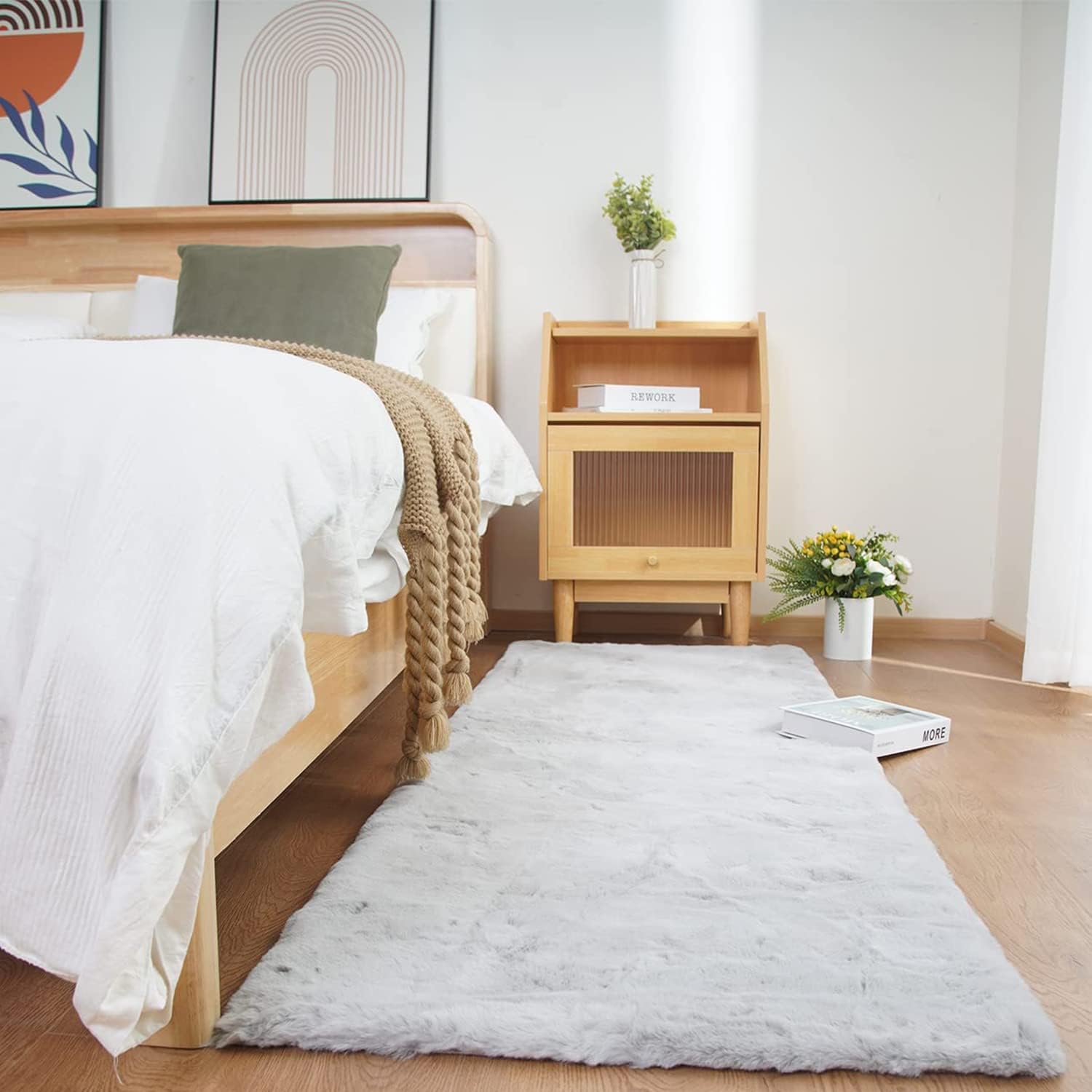Ghouse Ultra Soft Faux Rabbit Fur Rug for Cozy Living Spaces