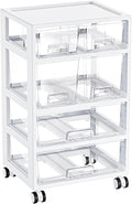 Plastic Drawer Storage Organizer 4 Tier 6 Drawers with Wheels - Clear