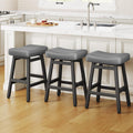 Counter Height Bar Stools Set of 3 for Kitchen with Leather Seats