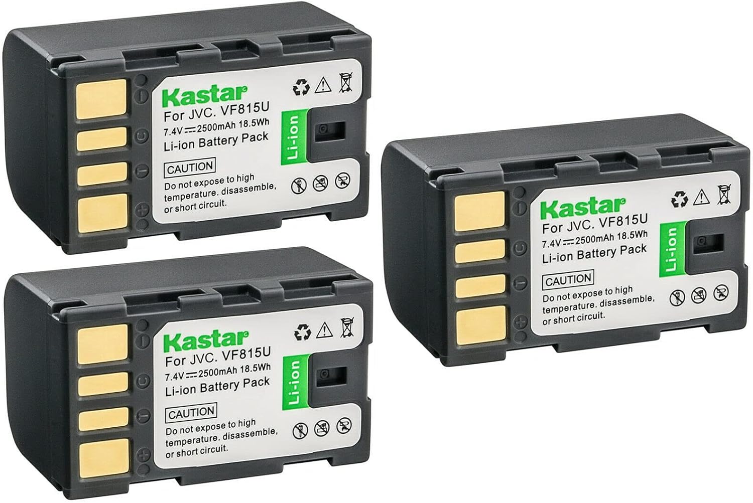 Kastar BN-VF815 Battery 3-Pack for JVC GZ-MG275US Cameras