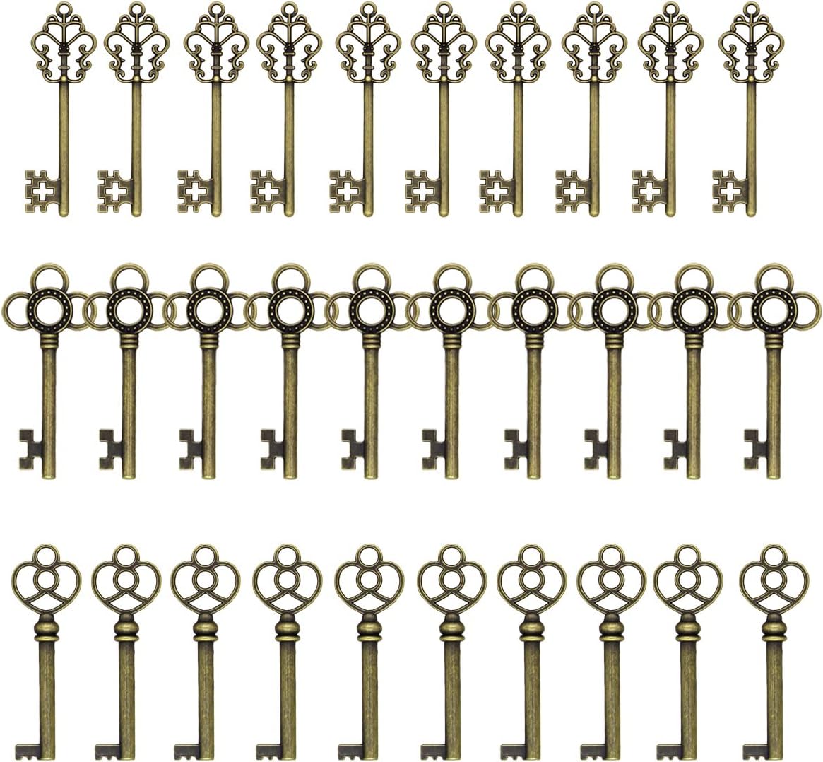 Unlock Charm: 30 Large Skeleton Keys Set