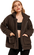 Comeon Women's Fuzzy Fleece Oversized Lapel Coat - Warm Casual Layer