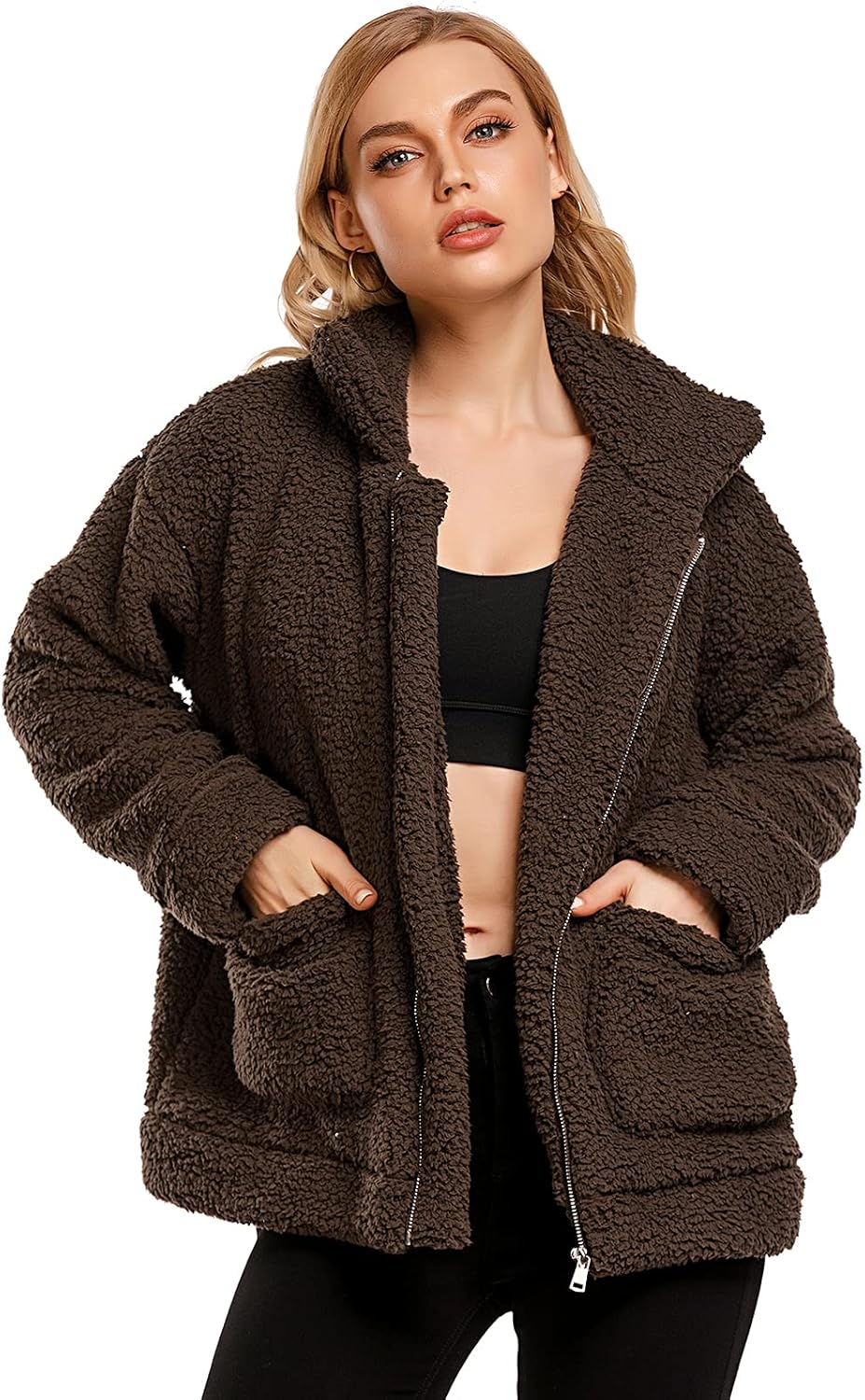Comeon Women's Fleece Coat for Cozy Winter Style and Warmth