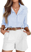 siliteelon Striped Button Down Shirt for Women - Wrinkle-Free Comfort