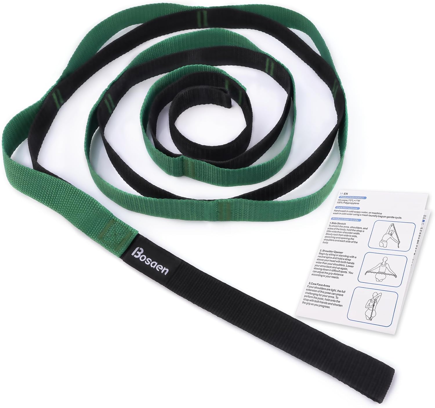 2024 Stretching Strap: 10 Loop Non-Elastic Yoga Tool