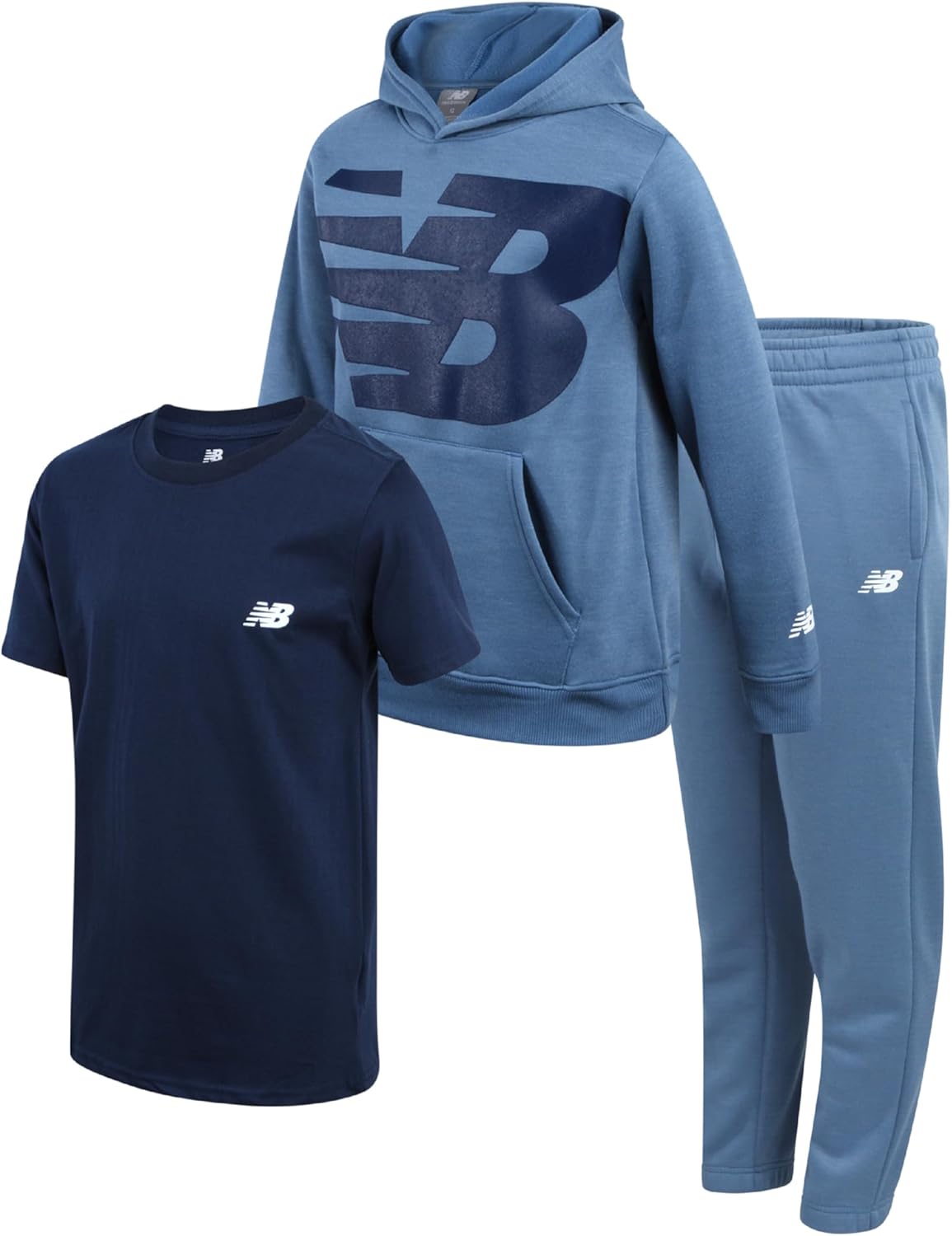 New Balance Boys Sweat Suit Set - 3 Piece Graphic Tee and Hoodie
