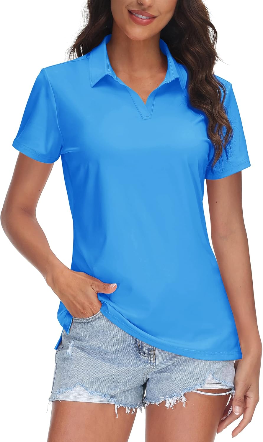 TACVASEN Women's V-Neck Polo Shirts for Sun Protection & Style