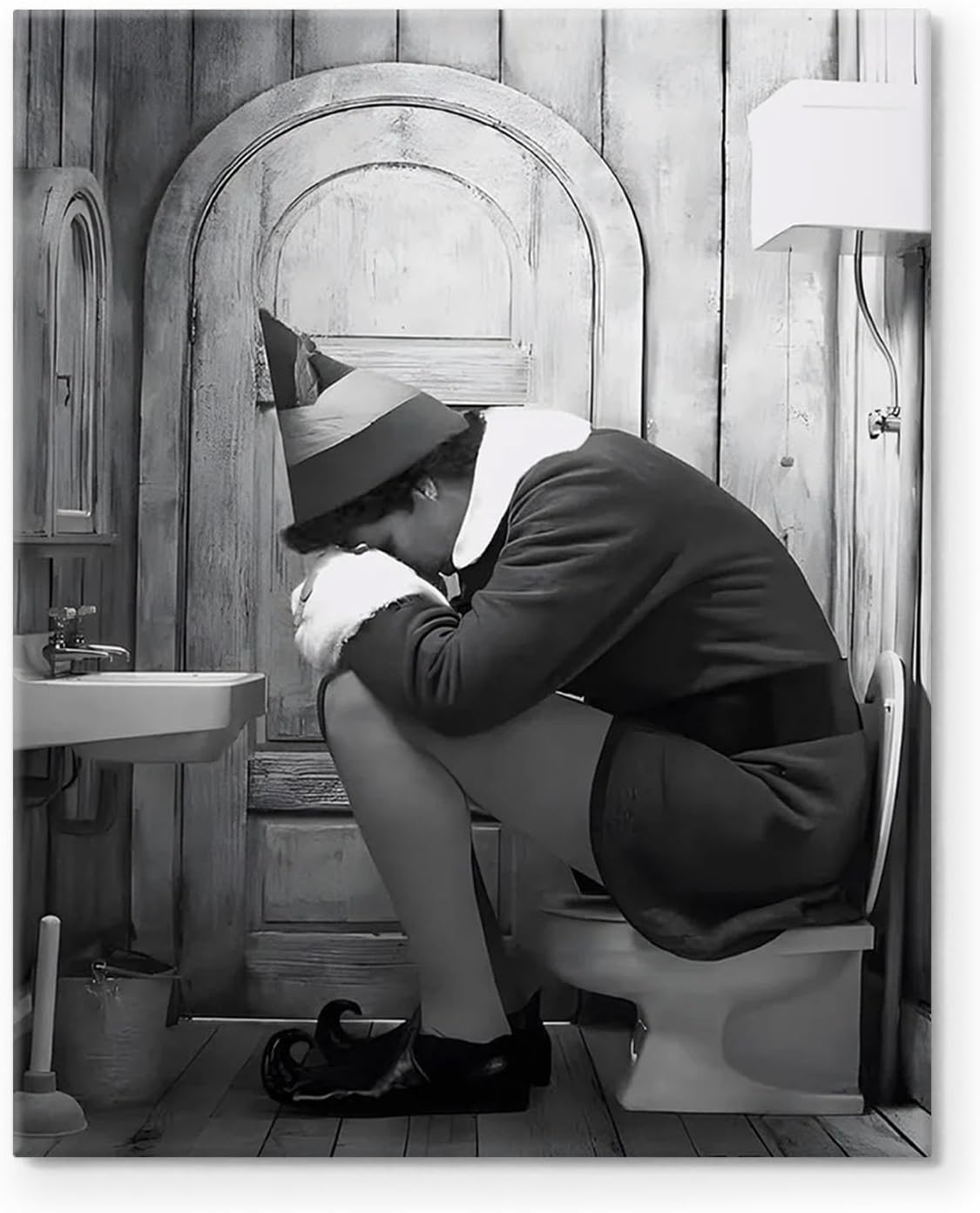Funny Framed Canvas Wall Art for Bathroom Decor and More