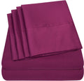 Cal King Size Bed Sheets 6 Piece - 1500 Supreme Fine Microfiber Berry