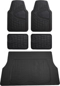 Black Universal Fit All-Weather Rubber Car Floor Mats Set - Trimmable