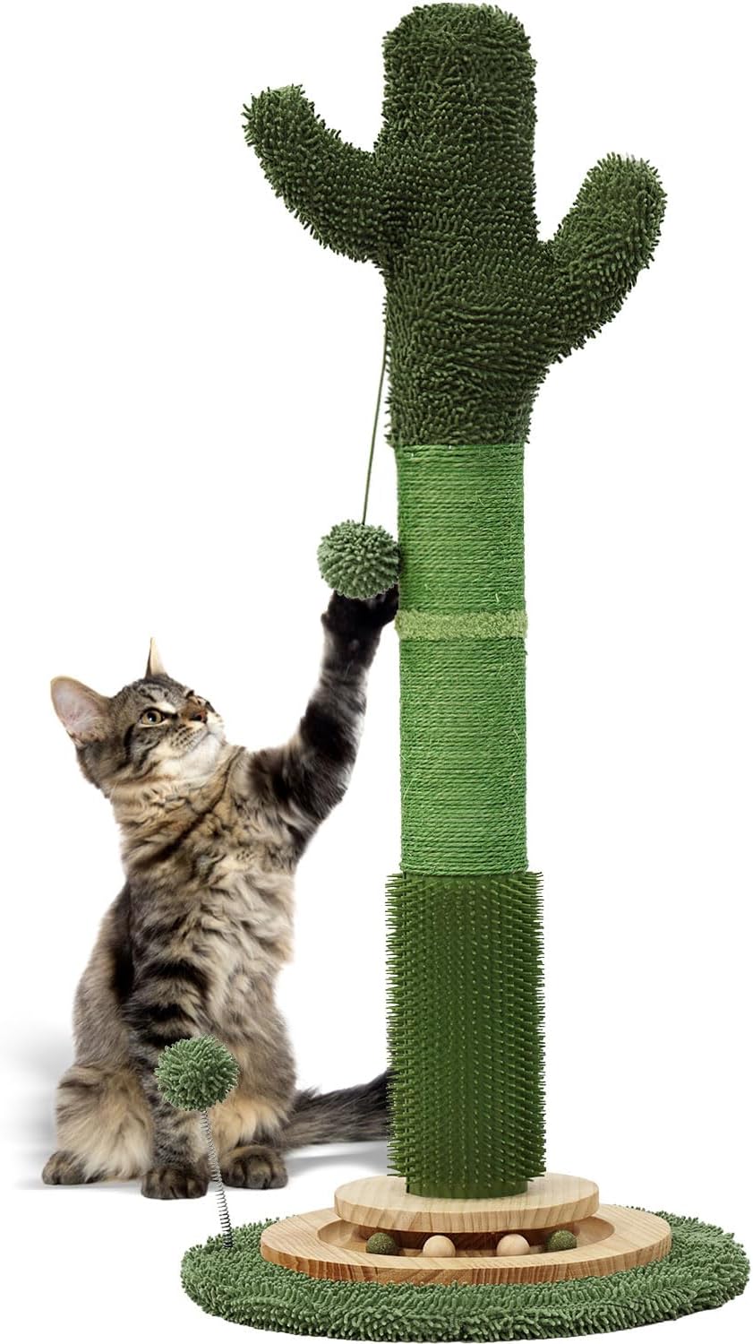 Natural Sisal Rope Cactus Cat Scratching Post for Indoor Cats