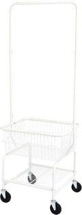 Rectangular Laundry Hamper Butler Cart with Wheels and Hanging Rack