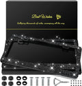 Bling License Plate Frames for Women 2 Pack - Sparkly Rhinestone Car
