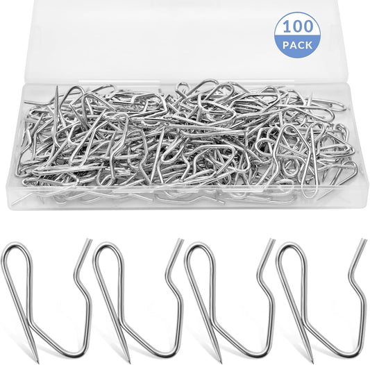 100 PCS Stainless Steel Curtain Hooks - Easy Drapery Hanging